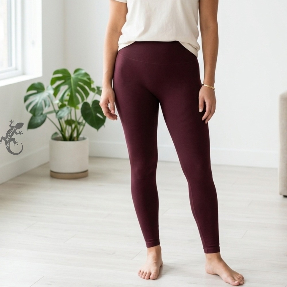 SET Active Leggings S Burgundy Sportbody High Waisted Workout Yoga Athletic Wear
